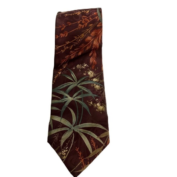 Adolfo Tropical Tie Burgandy - Picture 2 of 5